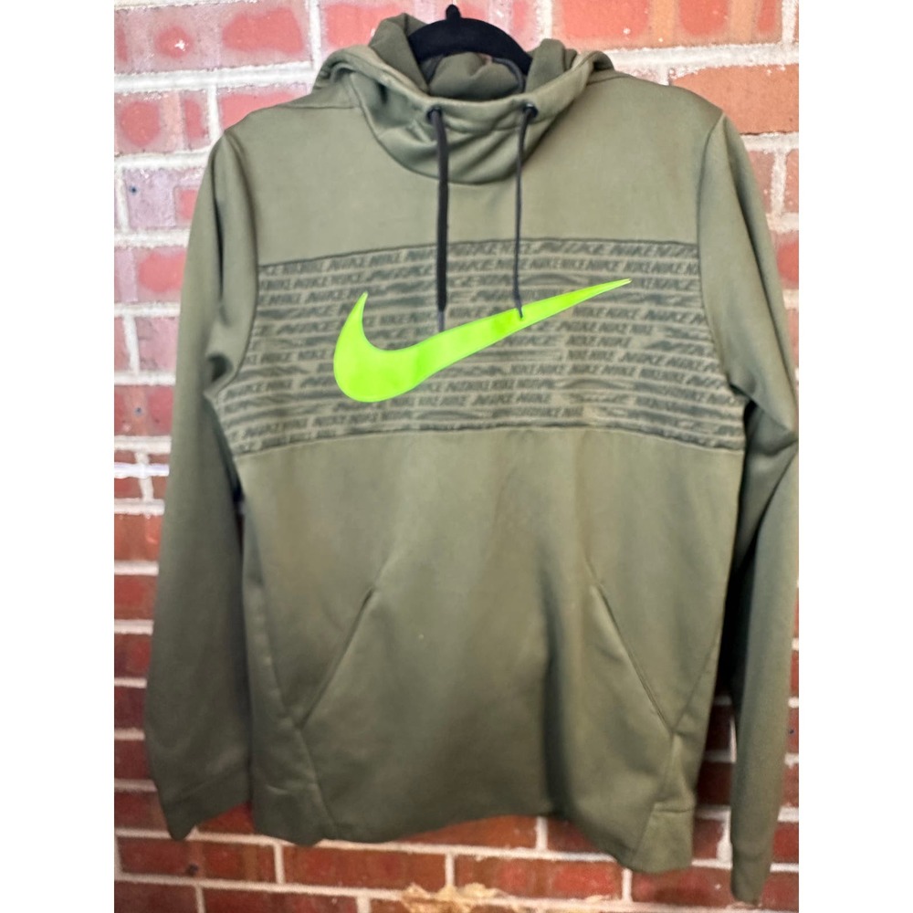 Men's NIKE DriFit Hoodie Pullover Sweatshirt MEDIUM Forest Green Warm and Soft